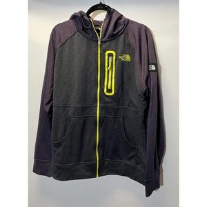XL The North Face Purple & Yellow Hooded Zip Up Jacket for active or comfy life